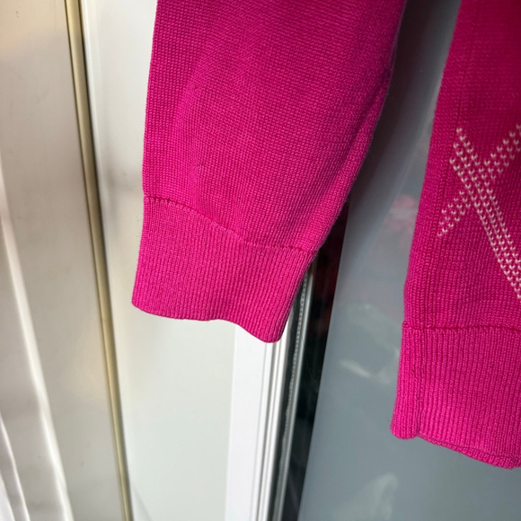 Vineyard Vines Pink Argyle 1/4 Zip Sweater M - Picture 4 of 7